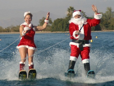 Susan Talarico Waterskiing as Santa